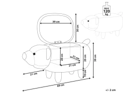 Beliani Elainjakkara Kangas Säilytystila Valkoinen 69 X 30 Cm Bear Best Sale