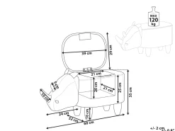 Beliani Elainjakkara Keinonahka Säilytystila Vaaleanharmaa 60 X 32 Cm Rhino Hot