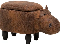 Beliani Elainjakkara Keinonahka Säilytystila Ruskea 32 X 60 Cm Hippo Hot