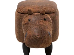 Beliani Elainjakkara Keinonahka Säilytystila Ruskea 32 X 60 Cm Hippo Hot