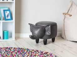 Beliani Elainjakkara Keinonahka Säilytystila Tummanharmaa 70 X 32 Cm Elephant Cheap