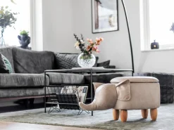 Beliani Elainjakkara Keinonahka Säilytystila Vaaleanharmaa 70 X 32 Cm Elephant Shop