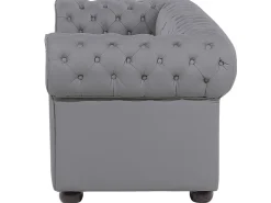 Beliani Harmaa 3-Istuttava Nahkasohva Chesterfield Flash Sale