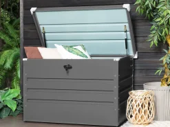 Beliani Harmaa Teraksinen UlkoSäilytyslaatikko 100 X 60 Cm Cebrosa Clearance