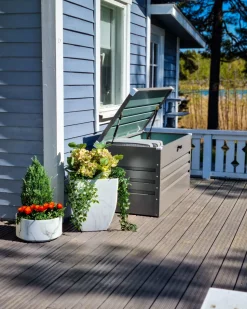 Beliani Harmaa Teraksinen UlkoSäilytyslaatikko 100 X 60 Cm Cebrosa Clearance