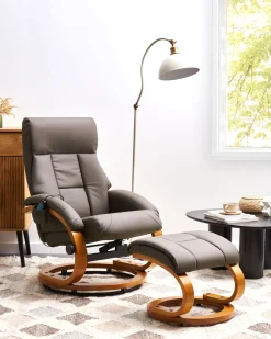 Beliani Hierontatuoli Jalkatuella Keinonahka Tummanruskea Force Outlet