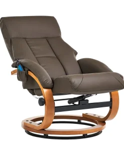 Beliani Hierontatuoli Jalkatuella Keinonahka Tummanruskea Force Outlet