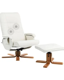 Beliani Hierontatuoli Jalkatuella Keinonahka Kermanvalkoinen Relaxpro Store