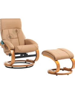 Beliani Hierontatuoli Jalkatuella Keinonahka Hiekanruskea Force Online