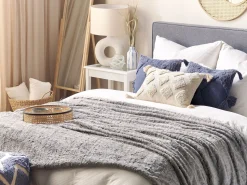 Beliani Huopa Kangas Vaaleanharmaa 200 X 220 Cm Saraswati Cheap