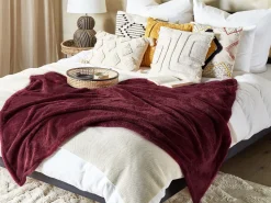 Beliani Huopa Kangas Viininpunainen 125 X 150 Cm Namdu Discount