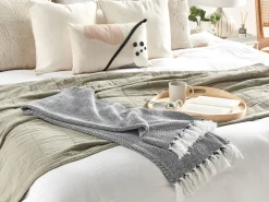 Beliani Huopa Puuvilla Musta 130 X 160 Cm Tangier Cheap