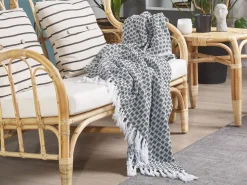 Beliani Huopa Puuvilla Musta/Valkoinen 130 X 160 Cm Kiraman Discount