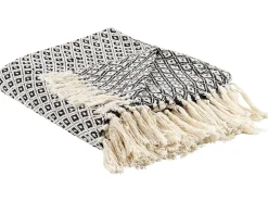 Beliani Huopa Puuvilla Musta/Valkoinen 125 X 150 Cm Chyama Clearance