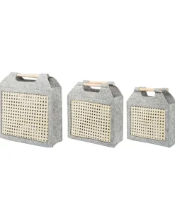 Beliani Huopakori Vaaleanharmaa/Vaalea Puu 3 Kpl Sariot Best