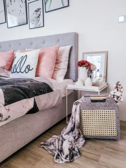 Beliani Huopakori Vaaleanharmaa/Vaalea Puu 3 Kpl Sariot Best