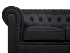 Beliani Iso Musta 3-Istuttava Keinonahkasohva Chesterfield Discount