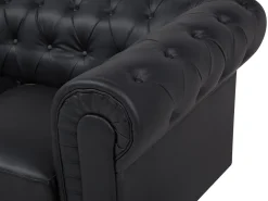 Beliani Iso Musta 3-Istuttava Keinonahkasohva Chesterfield Discount