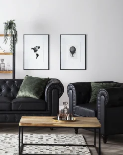 Beliani Iso Musta Keinonahkaverhoiltu Nojatuoli Chesterfield Clearance