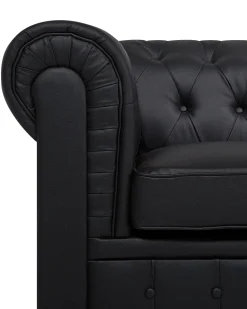 Beliani Iso Musta Keinonahkaverhoiltu Nojatuoli Chesterfield Clearance