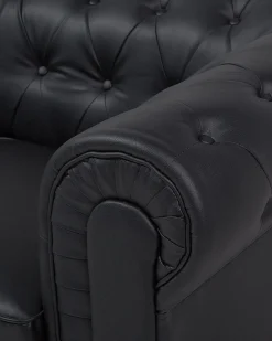 Beliani Iso Musta Keinonahkaverhoiltu Nojatuoli Chesterfield Clearance