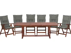 Beliani 6-Istuttava Akaasiapuinen Ulkoruokailuryhma Harmailla Pehmusteilla Toscana Hot