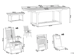 Beliani 6-Istuttava Akaasiapuinen Ulkoruokailuryhma Harmailla Pehmusteilla Toscana Hot