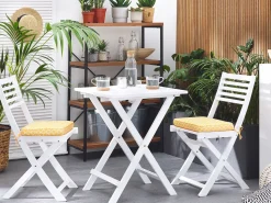 Beliani 2-Istuttava Bistrosetti Akaasia Valkoinen/Keltainen Fiji Shop