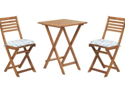 Beliani 2-Istuttava Bistrosetti Akaasia Vaalea Puu/Sininen Fiji Best