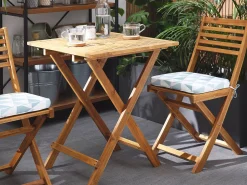 Beliani 2-Istuttava Bistrosetti Akaasia Vaalea Puu/Sininen Fiji Best