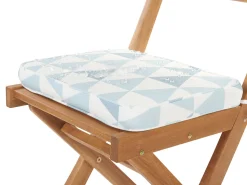 Beliani 2-Istuttava Bistrosetti Akaasia Vaalea Puu/Sininen Fiji Best