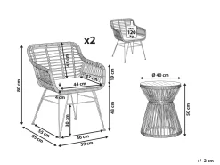 Beliani 2-Istuttava Bistrosetti Polyrottinki Luonnonvari Trestina New
