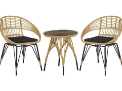 Beliani 2-Istuttava Bistrosetti Polyrottinki Luonnonvari/Musta Pellaro Fashion