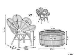 Beliani 2-Istuttava Bistrosetti Rottinki Luonnonvari Florentine/Limni New