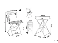 Beliani 2-Istuttava Bistrosetti Teras Viininpunainen Fiori Shop