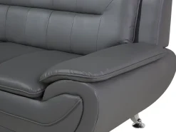 Beliani 3-Istuttava Harmaa Keinonahkainen Sohva Leira Clearance