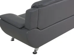 Beliani 3-Istuttava Harmaa Keinonahkainen Sohva Leira Clearance