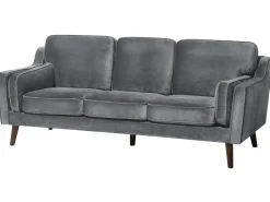 Beliani 3-Istuttava Harmaa Samettisohva Lokka Online