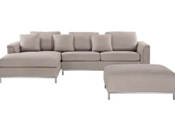 Beliani 5-Istuttava Kulmasohva Ja Rahi Kangas Oikeak. Beige Oslo Store