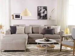 Beliani 5-Istuttava Kulmasohva Ja Rahi Kangas Oikeak. Beige Oslo Store