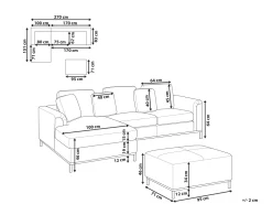 Beliani 5-Istuttava Kulmasohva Ja Rahi Kangas Oikeak. Beige Oslo Store