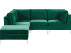 Beliani 4-Istuttava Kulmasohva Ja Rahi Sametti Oikeak. Vihrea Evja Hot