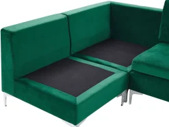 Beliani 4-Istuttava Kulmasohva Ja Rahi Sametti Oikeak. Vihrea Evja Hot