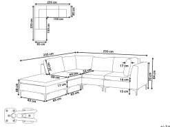 Beliani 4-Istuttava Kulmasohva Ja Rahi Sametti Oikeak. Vihrea Evja Hot