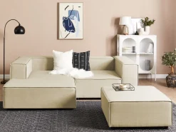 Beliani 2-Istuttava Kulmasohva Ja Rahi Pellava Oikeak. Beige Aprica Shop