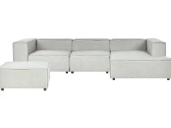 Beliani 3-Istuttava Kulmasohva Ja Rahi Pellava Vasenk. Vaaleanharmaa Aprica New