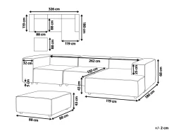 Beliani 3-Istuttava Kulmasohva Ja Rahi Pellava Vasenk. Vaaleanharmaa Aprica New