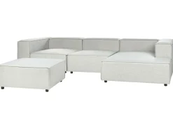 Beliani 3-Istuttava Kulmasohva Ja Rahi Pellava Vasenk. Vaaleanharmaa Aprica New