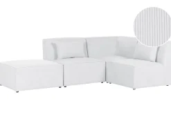 Beliani 3-Istuttava Kulmasohva Ja Rahi Vakosametti Vasenk. Luonnonvalkoinen Lemvig Hot