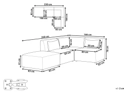Beliani 3-Istuttava Kulmasohva Ja Rahi Vakosametti Vasenk. Luonnonvalkoinen Lemvig Hot